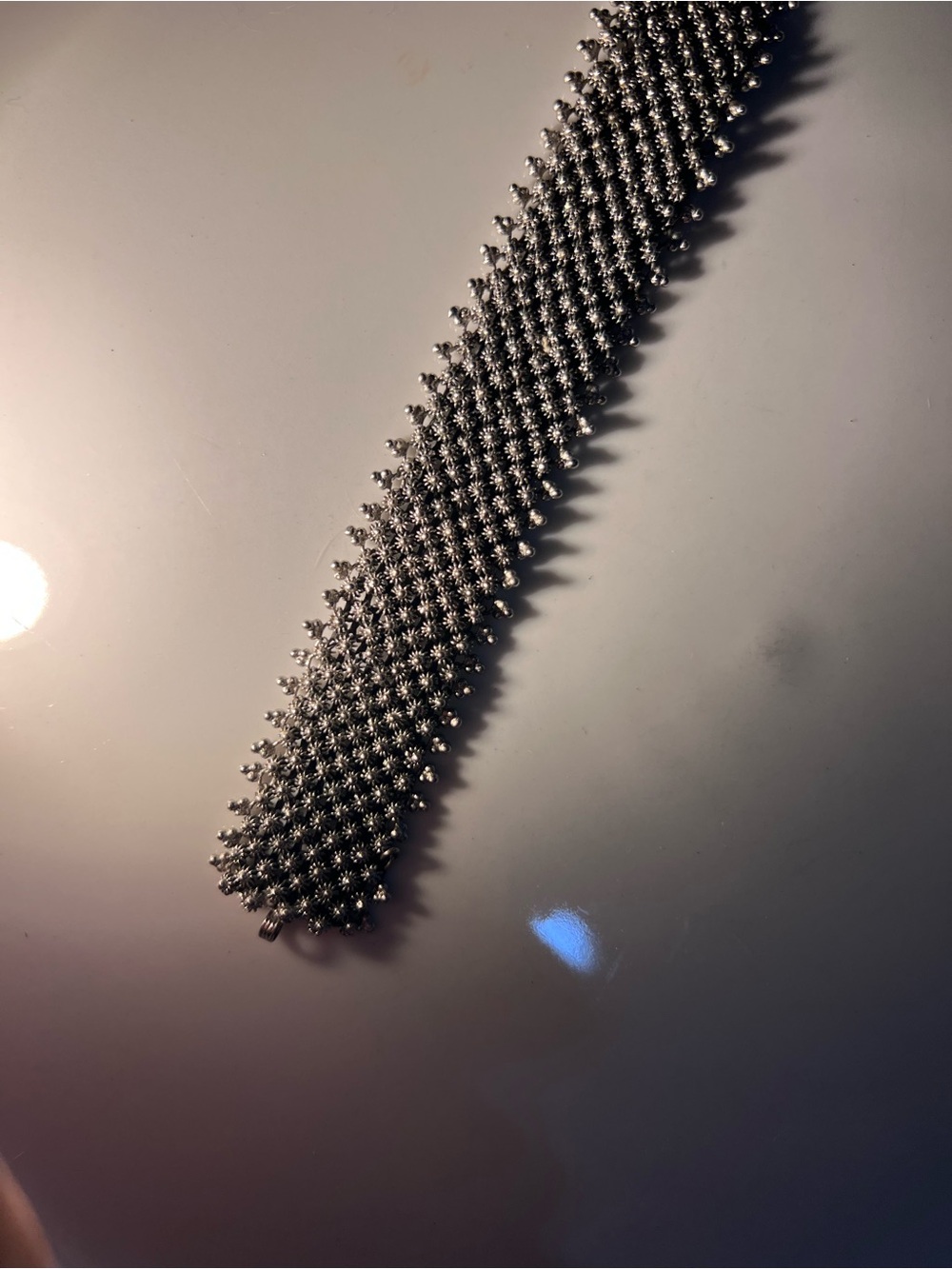 Amazingly gorgeous Vintage Silver-Tone Beaded Mesh Bracelet